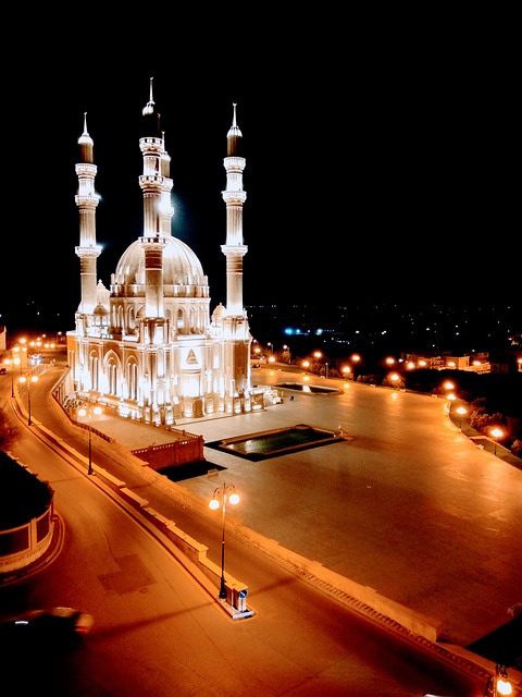Moschee, Baku, Azerbaidjan, Noapte