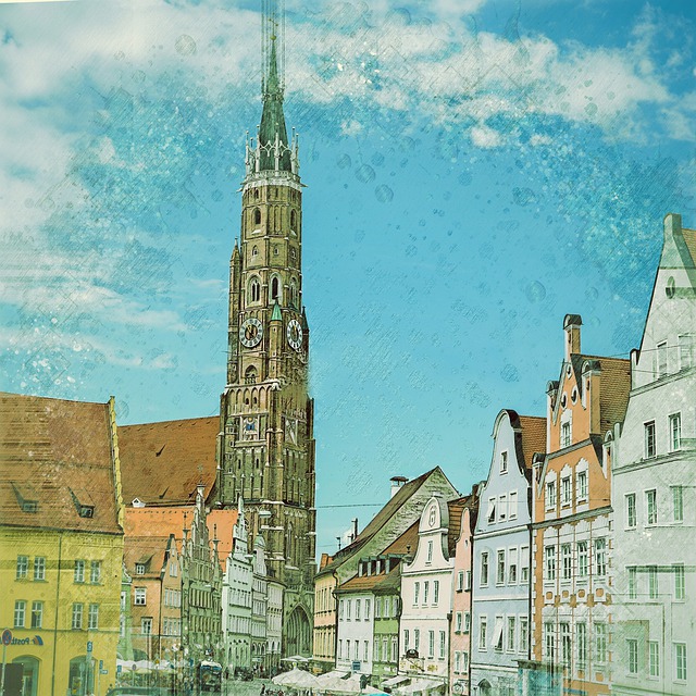 Free church historic centre city illustration