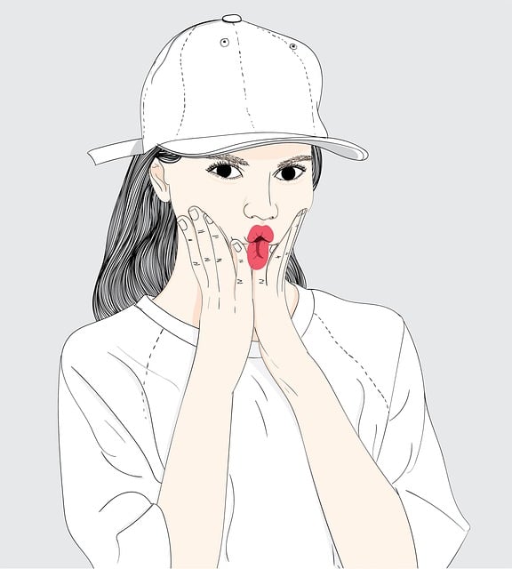 Free cute woman digital drawing illustration