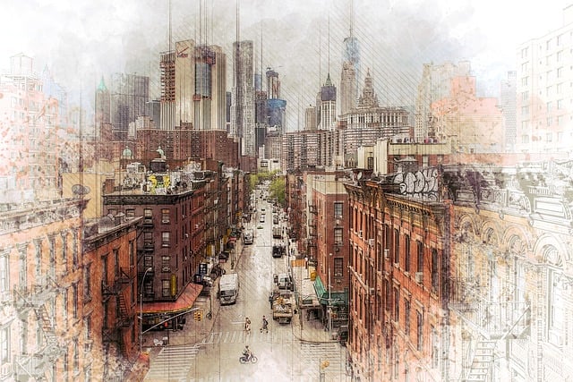 Free manhattan contrasts new york illustration