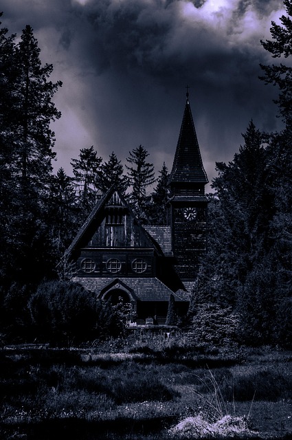 Free Scary Church Evening photo and picture
