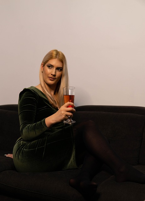 Frau, Modell, Porträt, Kleid, Trinken