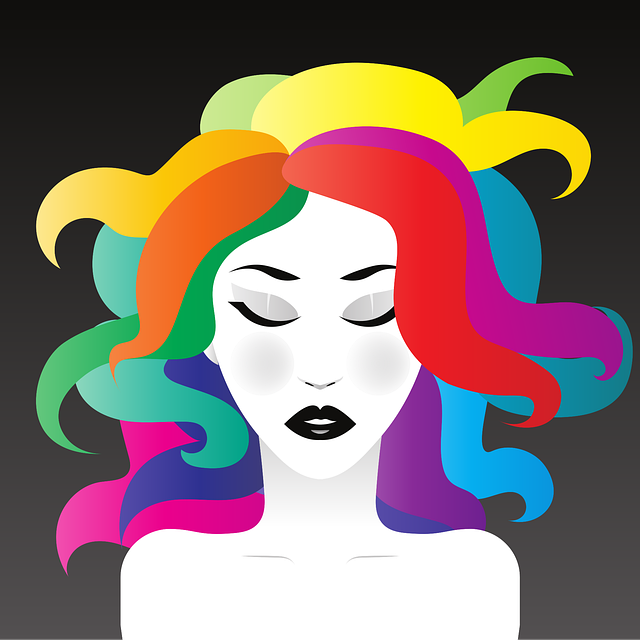 Arcoíris, Cabello, Niña, Retrato, Mujer