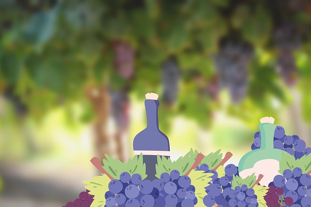 Free wine grapes vineyard illustration