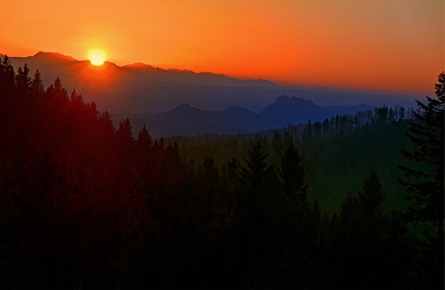 Sonnenuntergang, Berge, Natur
