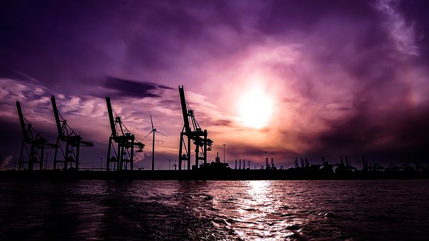 Hafen, Hamburg, Sonnenuntergang