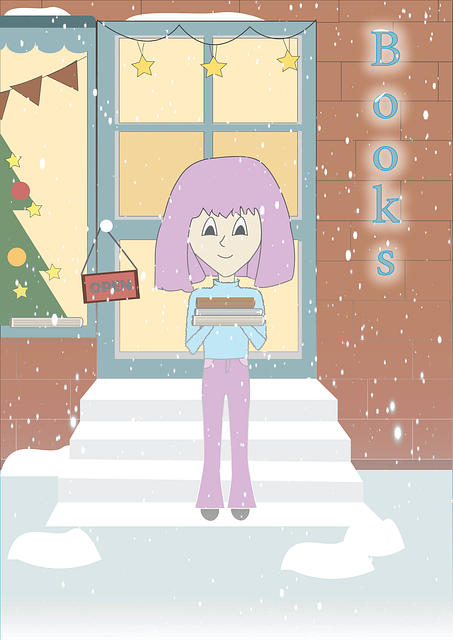 Free winter snow bookstore illustration