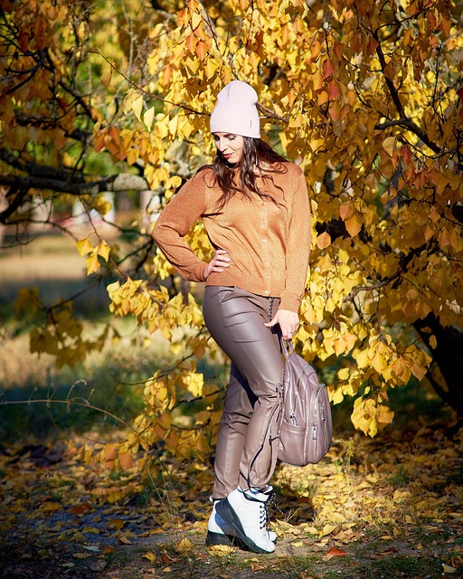 Herbst, Frau, Mode, Modell, Pose