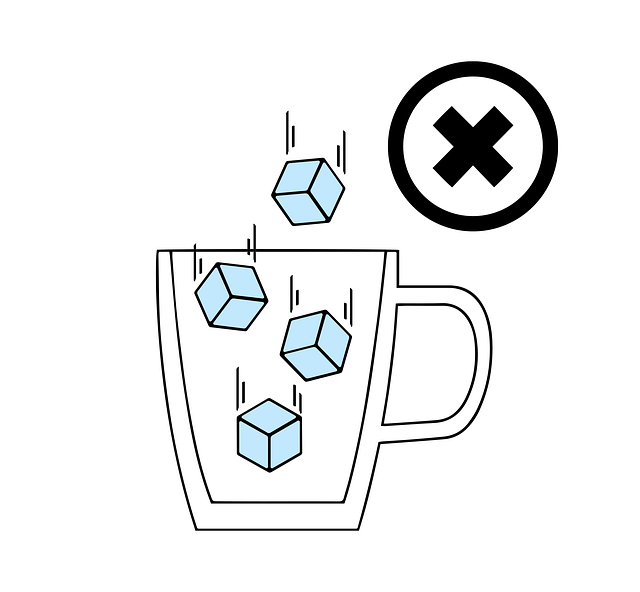 Free double-walled mug do not drop ice cubes thin-walled glass vector