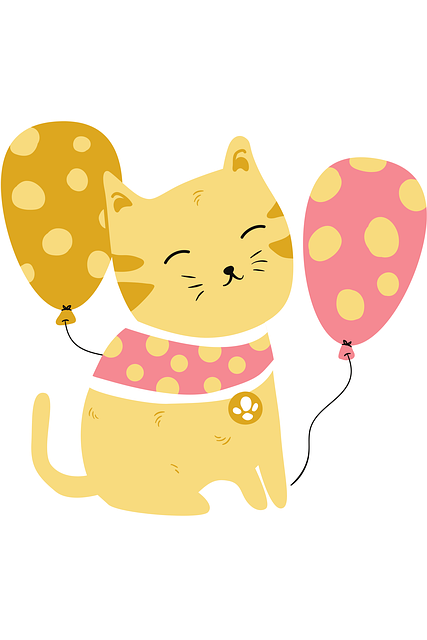 Free cat balloon animal illustration
