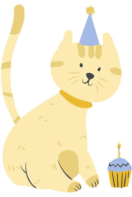 Free animal cat happy birthday illustration