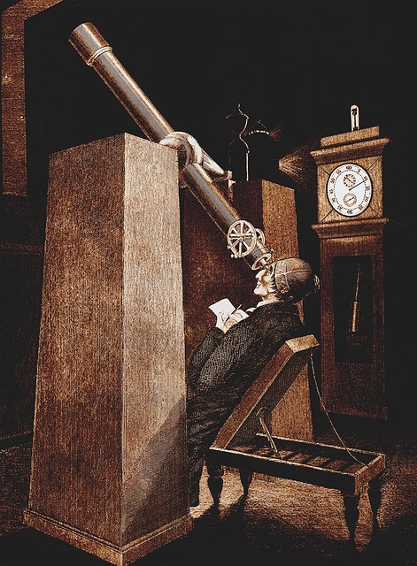 Free vintage telescope man illustration