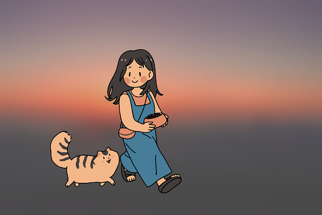 Free child cat animal illustration