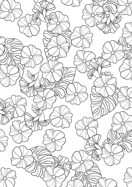 Download free HD stock image of Flowers Background Free flowers background line art illustration