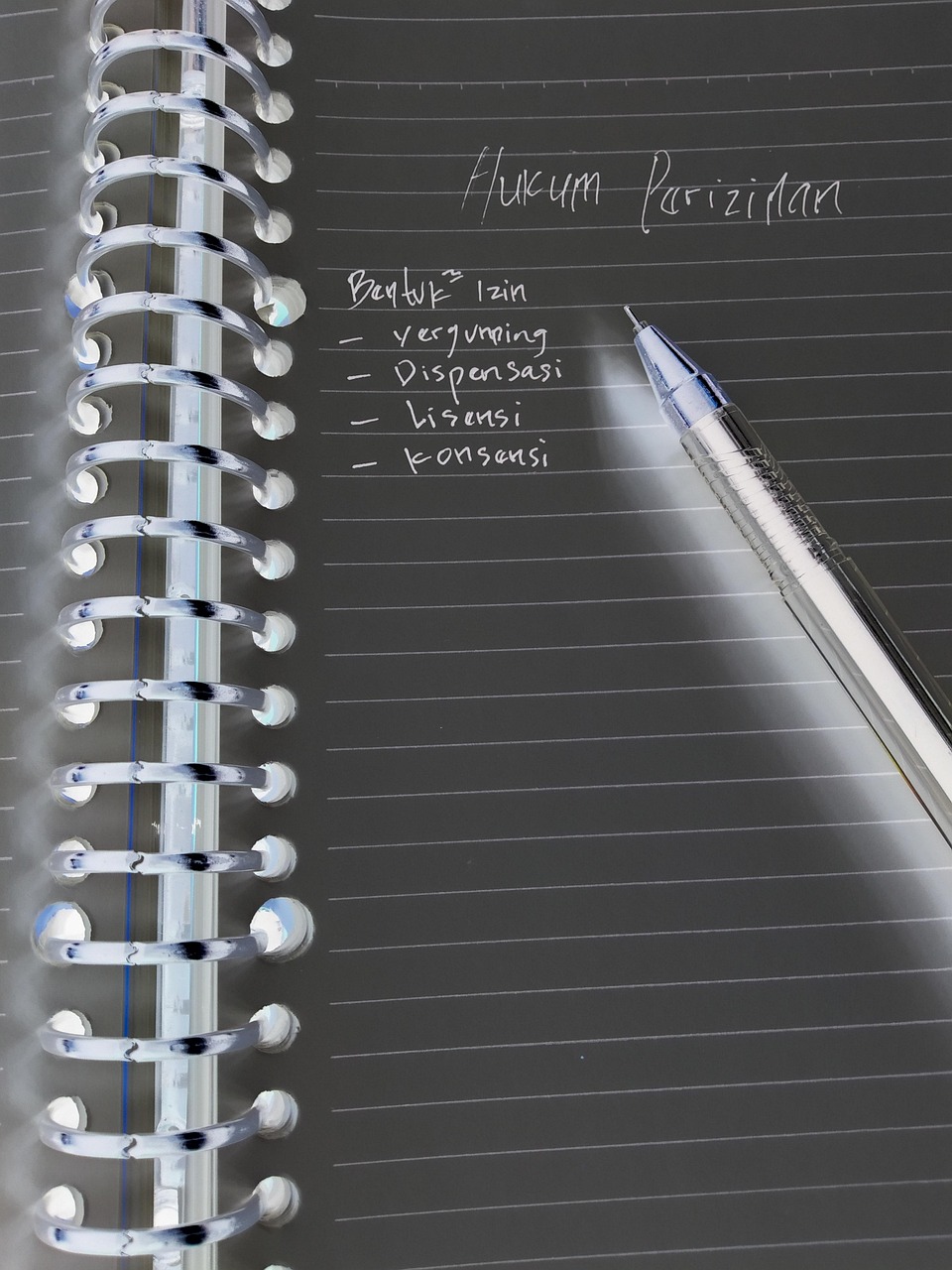 Open notebook with study notes and pen representing essay planning