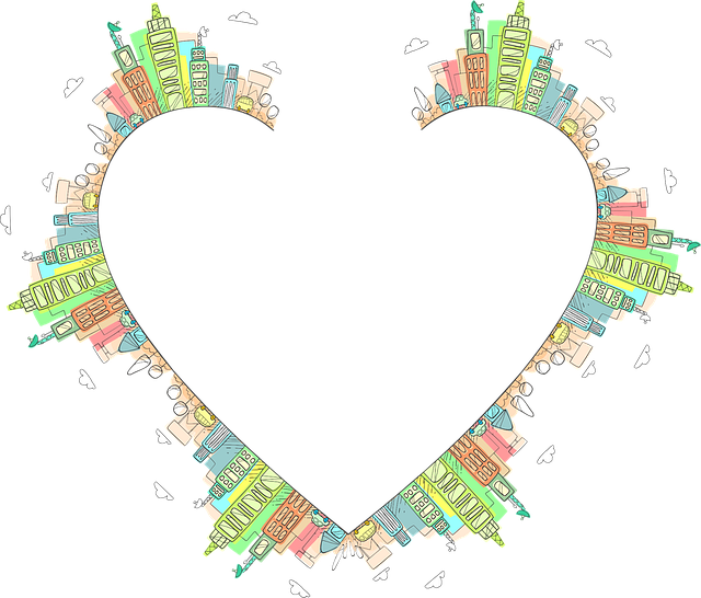 Free city heart frame vector