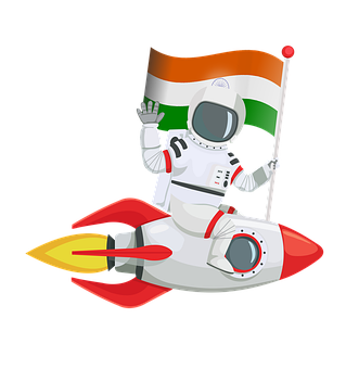 Galaxy, Astronaut, Flag, Rocket, Space
