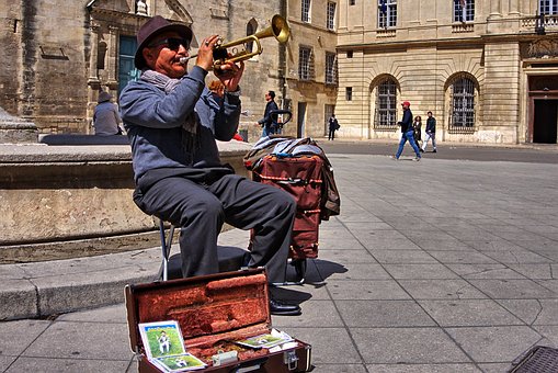Musicus, Straat, Trompet, Provence