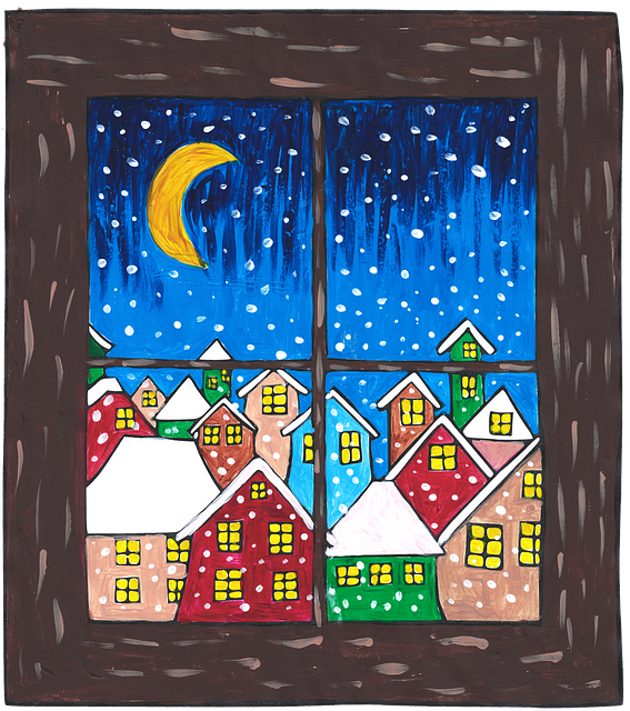 Free window house watercolor illustration