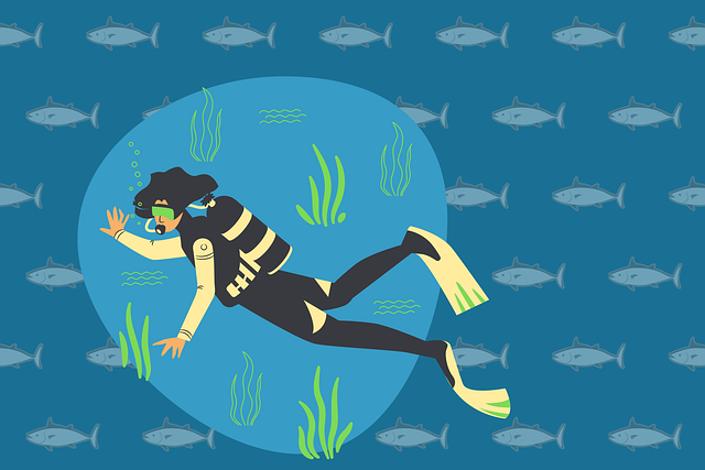 Free sub immersion underwater illustration