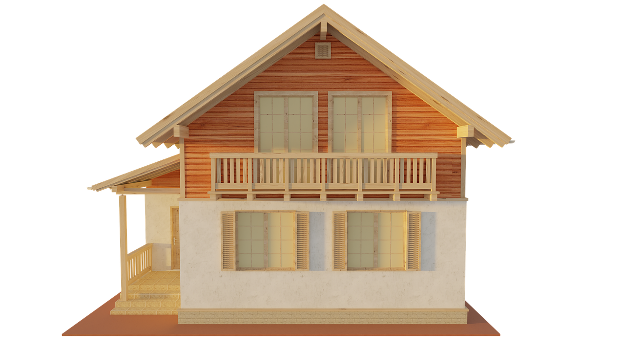 Download Model House, Wooden Toy House, 3D Render. RoyaltyFree Stock