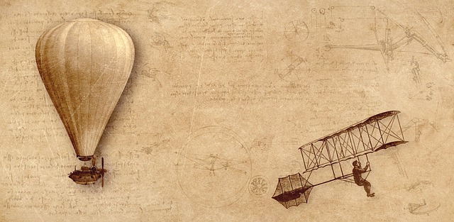 Free aircraft flying ship hot air balloon ride illustration