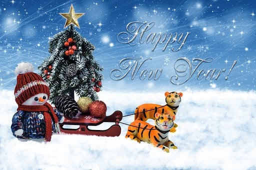 Cartão Postal, Ano Novo, Natal, Tigre