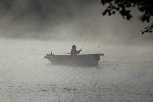Fiskeri, Tåge, Båd, Vand, Morgen