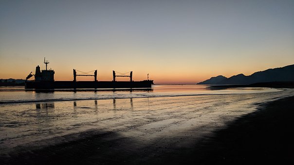 Solnedgang, Skib, Columbia Flod