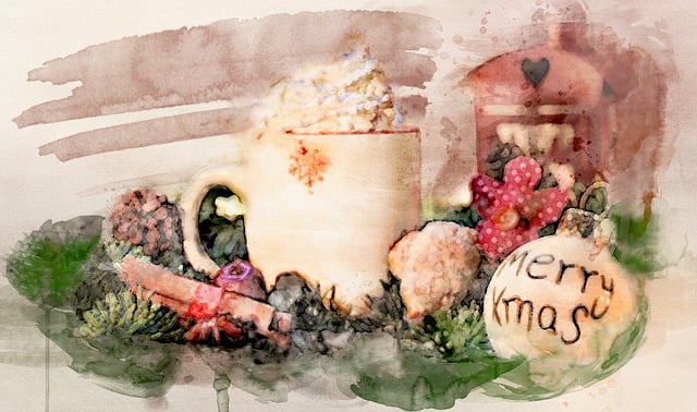 Free christmas time christmas card watercolor painting illustration