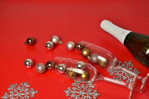 Viering, Kerstmis, Champagne, Nieuwjaar