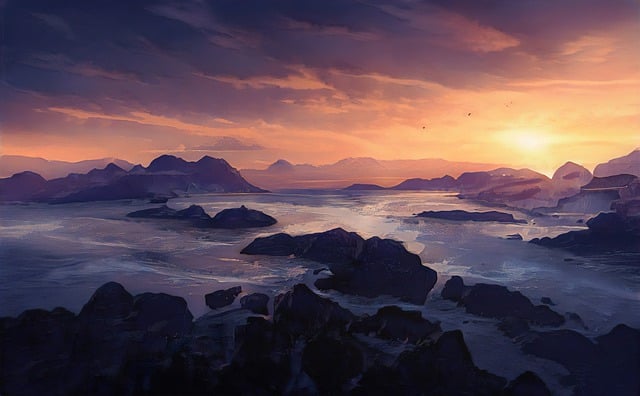Free mountains nature sunset illustration