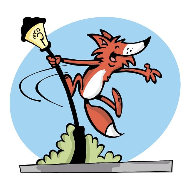 Free fox lamp post playing illustration