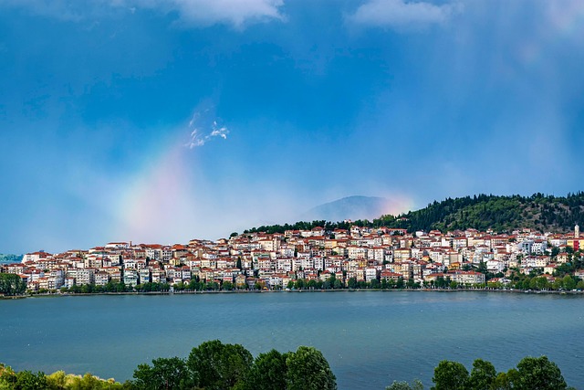 City, lake, rainbow and greece — photo by johnNaturePhotos