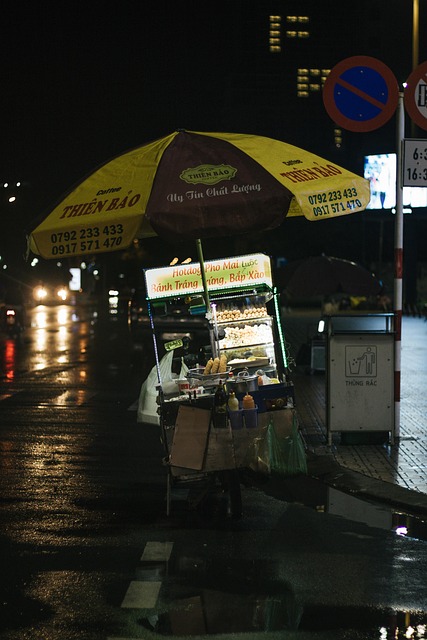 Straatverkoper, Stad, Nachtleven, Nacht