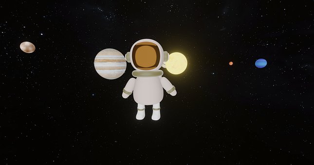 Astronaut, 3D, Astronomi, Sol, Rom
