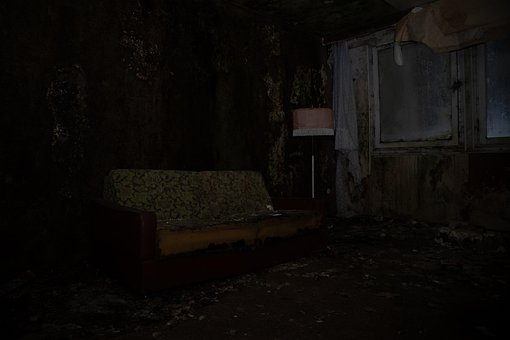 Sofá, Salón, Habitación, Viejo, Consume