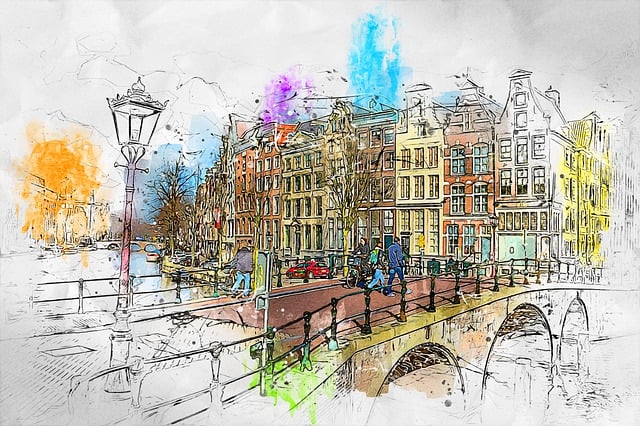 Free building bridge architecture illustration