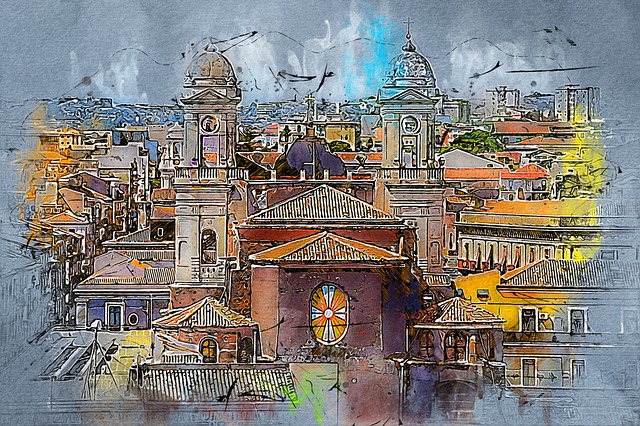 Free buildings city drawing illustration