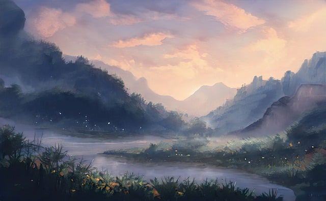 Free valley river nature illustration