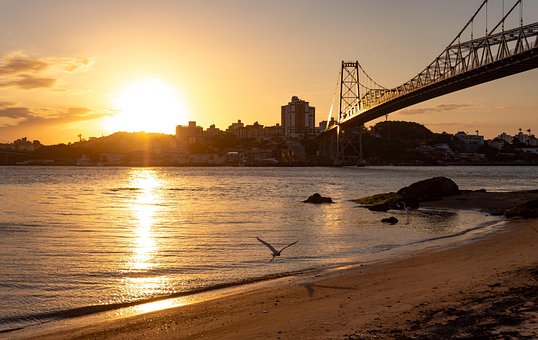 Bro, Natur, Florianópolis, Solnedgang