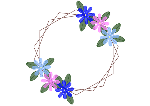 Krans, Blomster, Skåret Ud, Tegning