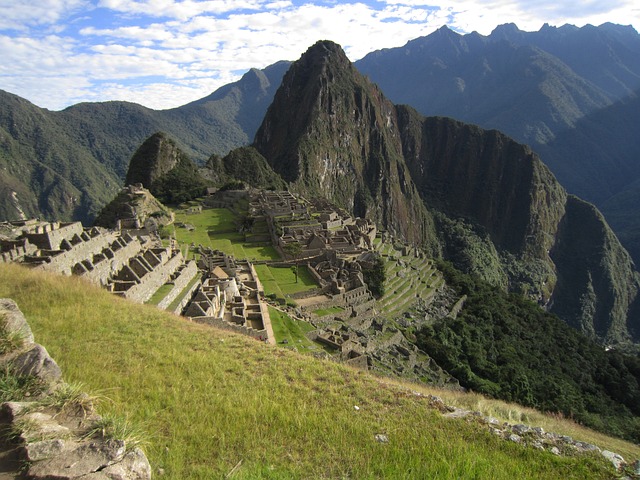 Terraced ruins of Machu Picchu in the clouds