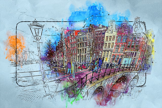 Free amsterdam painting city illustration