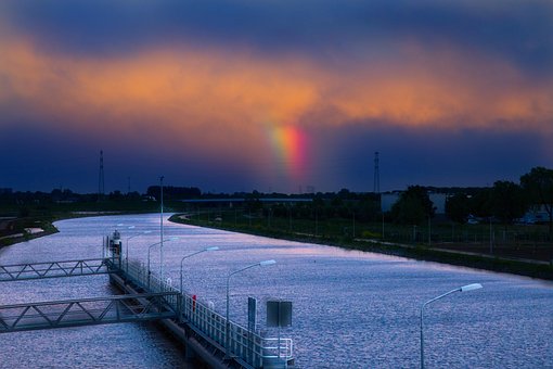 Kanal, Regnbue, Natur, Sti, Flod