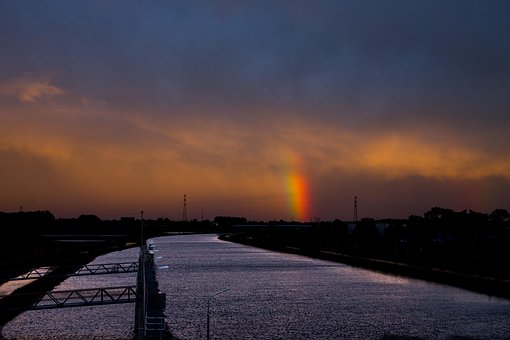 Flod, Kanal, Natur, Solnedgang, Skumring