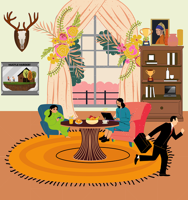 Free family dining room home illustration