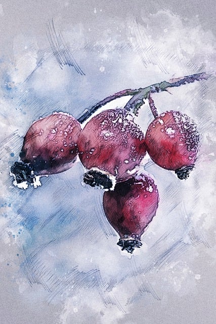 Download free HD stock image of Rose Hip Winter Free rose hip winter season illustration
