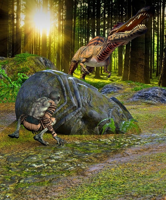 Nisser, Spinosaurus, Skog, Fantasi, Trær