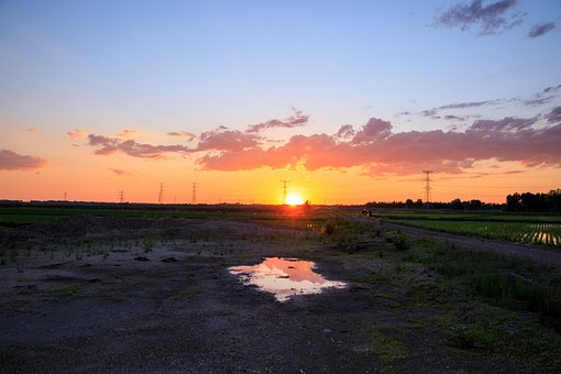 Lucht, Wolk, Zon, Herfst, Nacht, Prairie